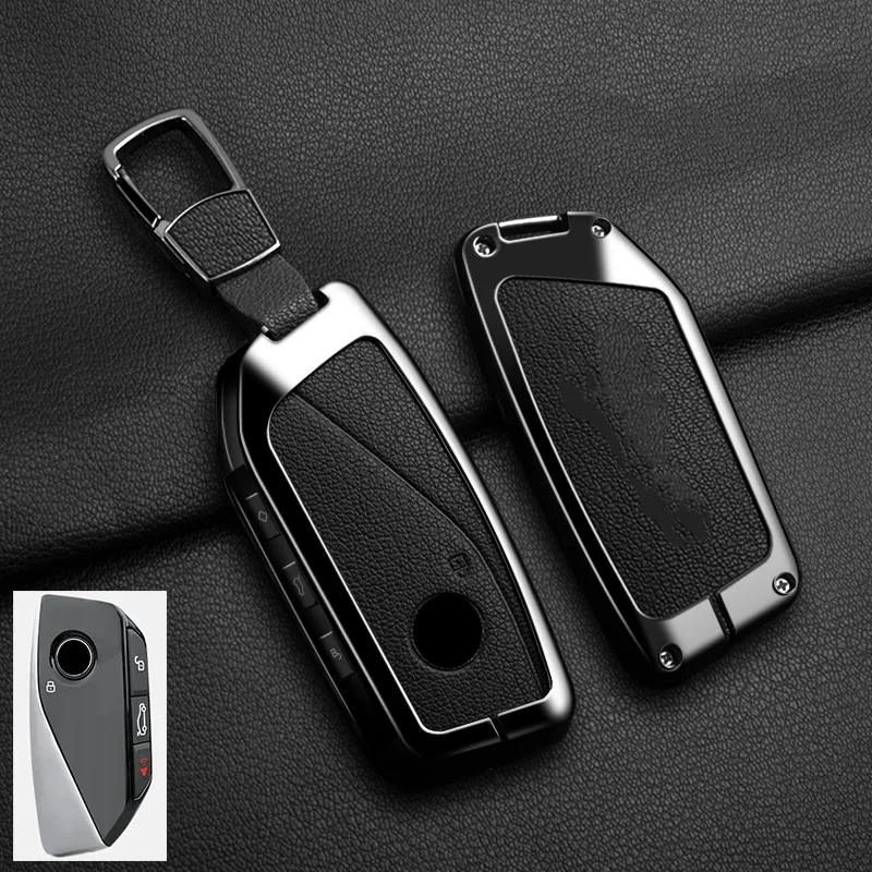 Suitable Leather Car Alloy Key Case Cover Shell For BMW 7 Series G70 G09 XM U06 G81 M3 2023 i7 X7 G07 LCI iX I20 X1 U11 Protect