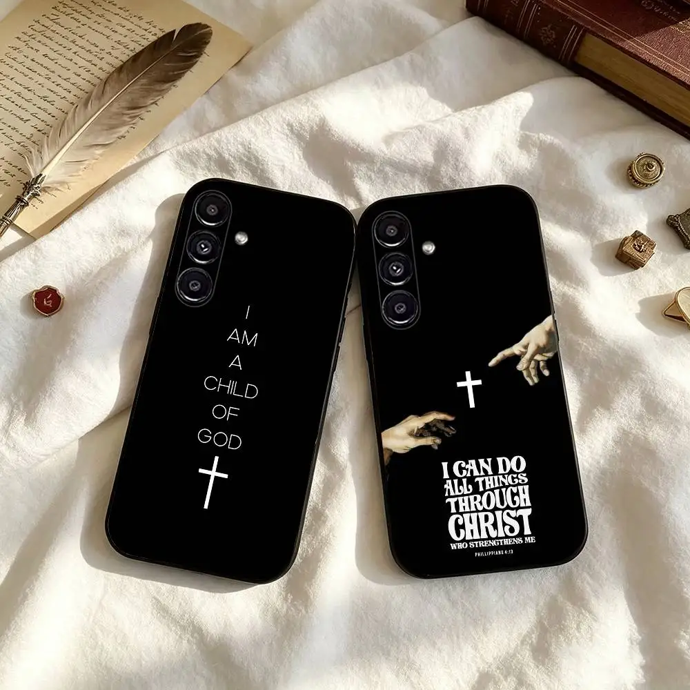 God L-Letter Phone Case For Samsung Galaxy A73,A72,A71,A70,A53,A52,A51,Others Soft Black Cover