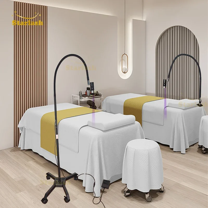 Premium 2 in 1 UV LED Lamp for Eyelash Extensions 6 Watts 405nm Wavelength UV Light for UV Eyelash Glue with Wheels and Clamp