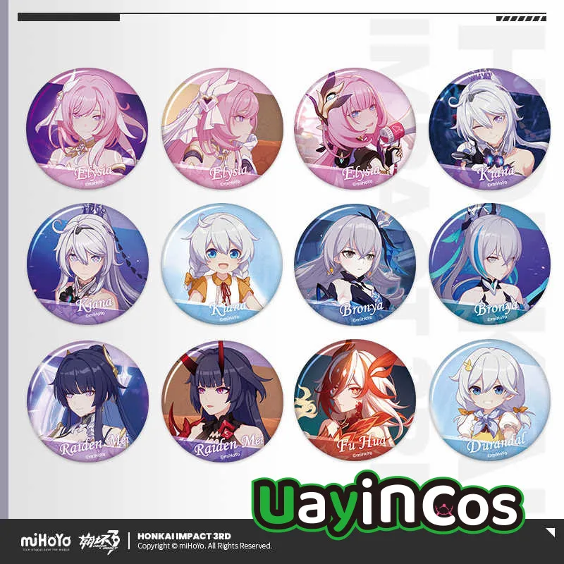 Official Honkai Impact 3 Vol6 Elysia Kiana Kaslana Fu Hua CG Series Tinplate Badge Pins Ornament Doll Accessories Anime Toy Kid