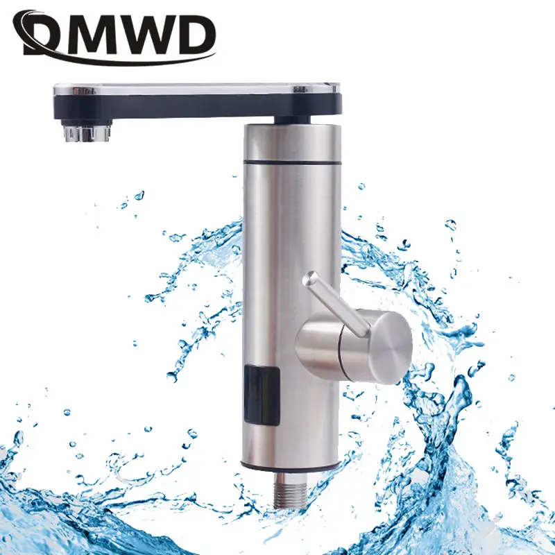 DMWD 3000W Instant heating Stainless Steel Electric Hot Water Faucet LCD Digital display Temp panel Fast heating Tankless Faucet