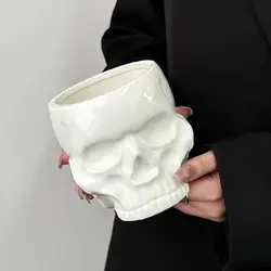 New Ceramic 600ml White Skull Mugs Creative Skull Cocktail Glasses Beer Glass Martini Glasses Beverage Mugs Funny Cup Coffee Cup