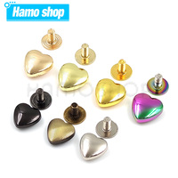 10Set 10/14mm Heart Shape Metal Screwback Rivet Screw Studs Nail For Leathercarft Garment Belt Wallet Bag Decoration Accessories