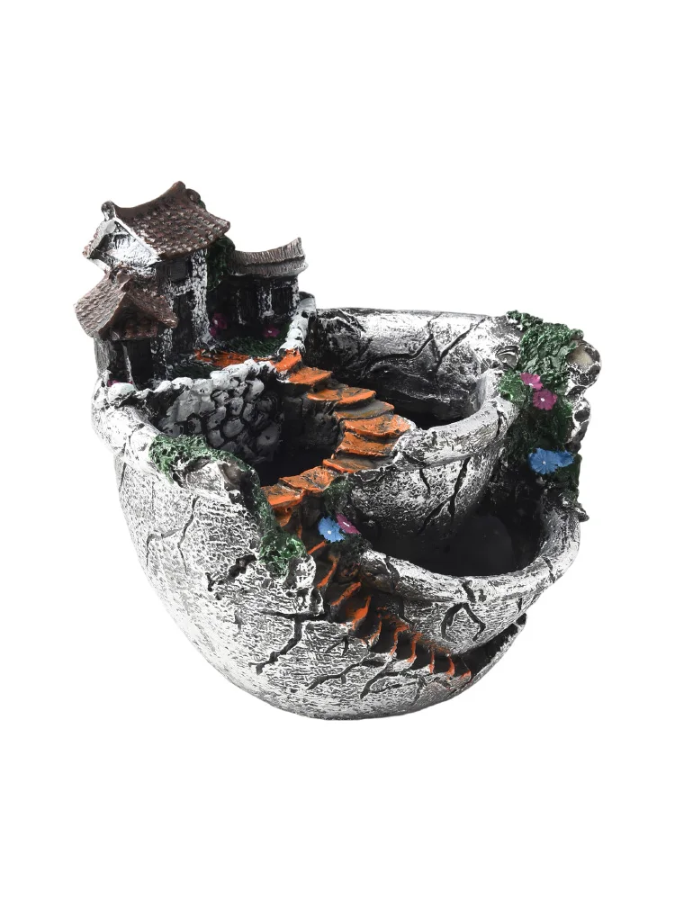 Decorative Courtyard Style Flowerpot with Multiple Planting Chambers and Drainage for Succulents and Small Plants