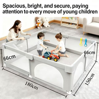 IMBaby 150x180cm Light Gray Baby Playpen, Extra Large Anti-Fall Play Yard, Kids Safety Playground with Gate for Indoor Outdoor