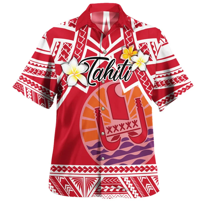 Nowe letnie Harajuku 3D polinezja francuska wyspy Tahiti nadruk flagi koszule Tahiti emblemat grafika krótkie bluzki męska odzież topy