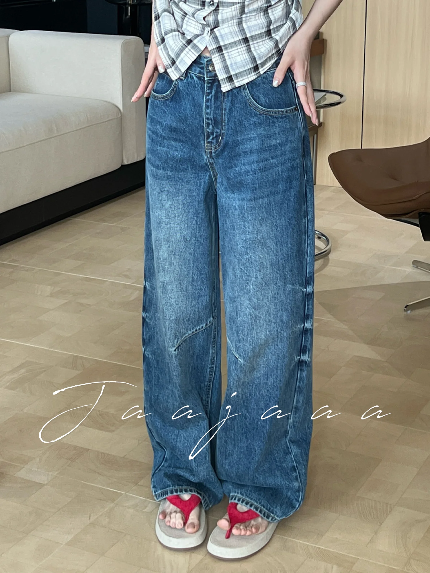 

Slimming Effect Waed Casual Straight Leg Versatile Jeans Jaajaaa Tidal Manuscript Spring 2026 Retro Women's Denim Pants
