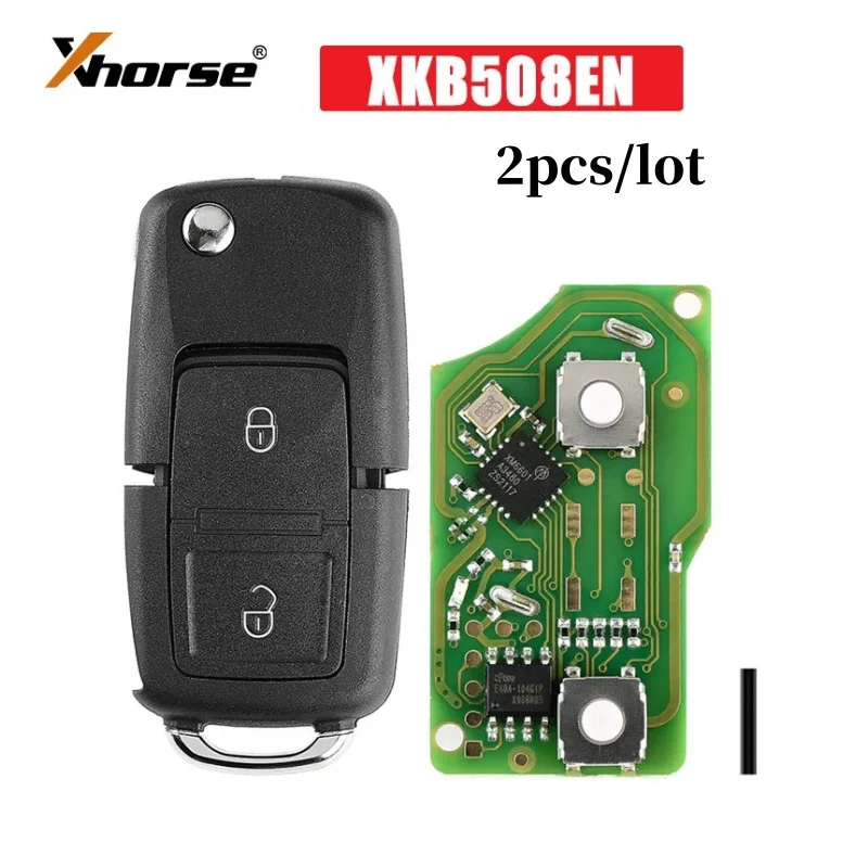 2PCS/LOT XHORSE XKB508EN Wire Universal Remote Key B5 Style 2 Buttons for VVDI Key Tool VVDI2 English Version