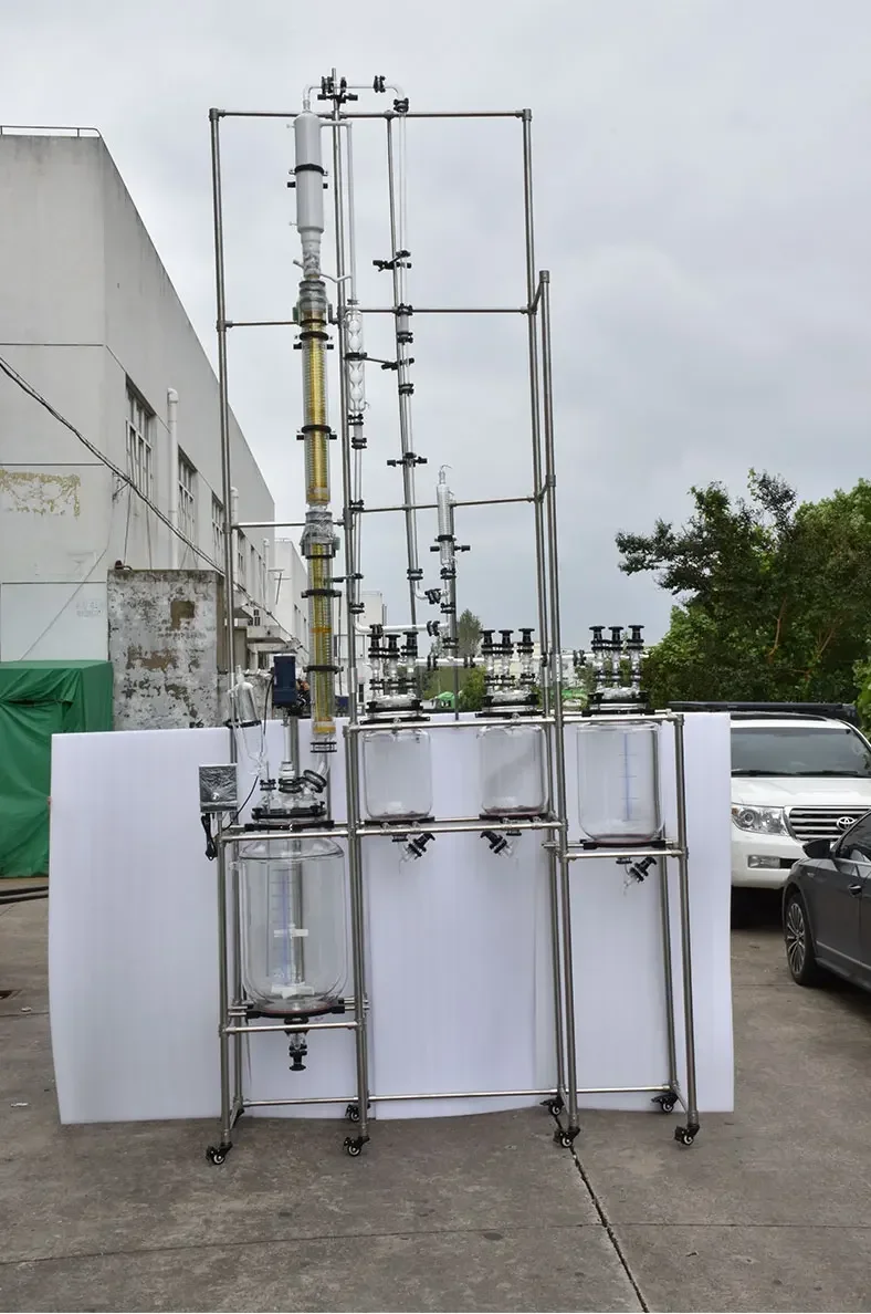 Cancun Laboratory Double Glass Reactor Distillation Column Vacuum Unit 2L 5L 10L 20L 30L 50L 100L