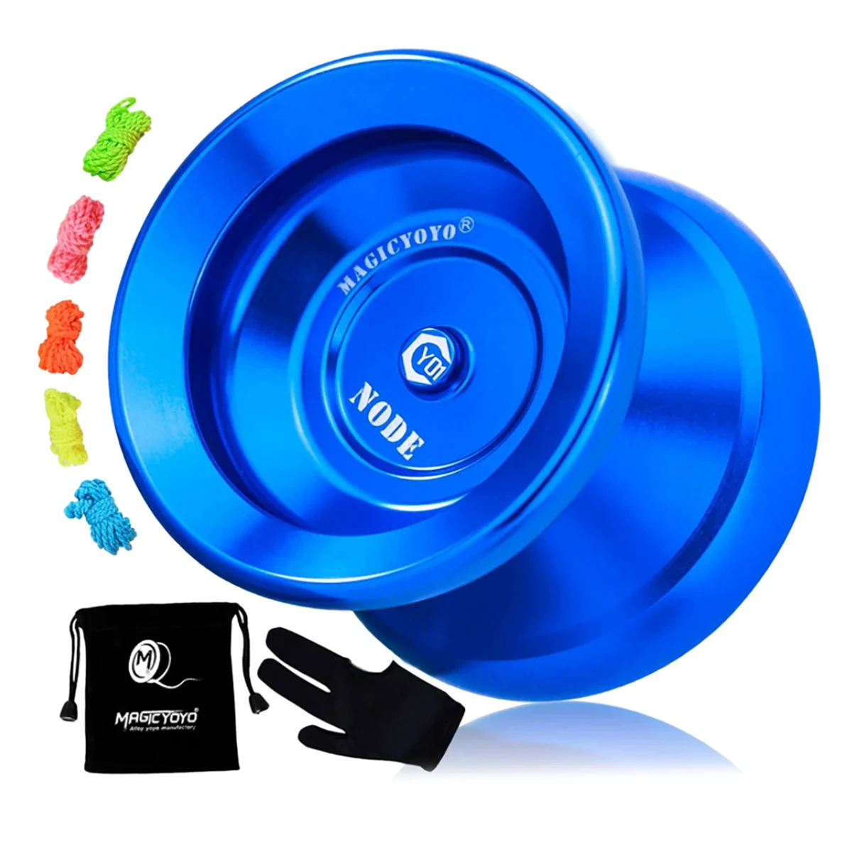 MAGICYOYO Professional Unresponsive Yoyo Y01 Node,Alloy Aluminum Yoyo for Intermediate Advanced Players with Bag+Glove+5 Strings