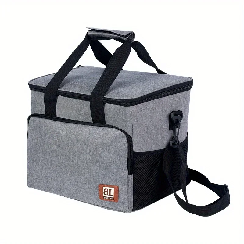 Large Insulated Cooler Portable Lunch Bag, Outdoor Thermal Picnic Tote With Aluminum Foil Lining, Foldable Hand-carry Ice Pack