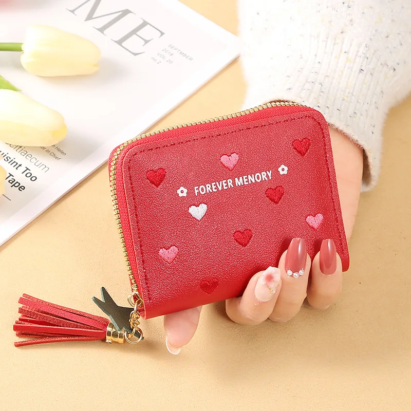 1PC Women Small Wallet Ladies Mini Tassel Wallet Cute Girl Short Zipper Lovely Pu Leather Coin Purse Female Hand Wallet Purse