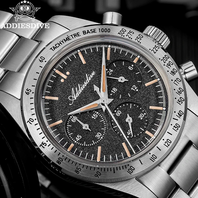 

ADDIESDIVE 2026 New Men Watches Luxury Chronograph Quartz Wristwatch Domed Glass 100m Waterproof Dive C3 Luminous Business Watch