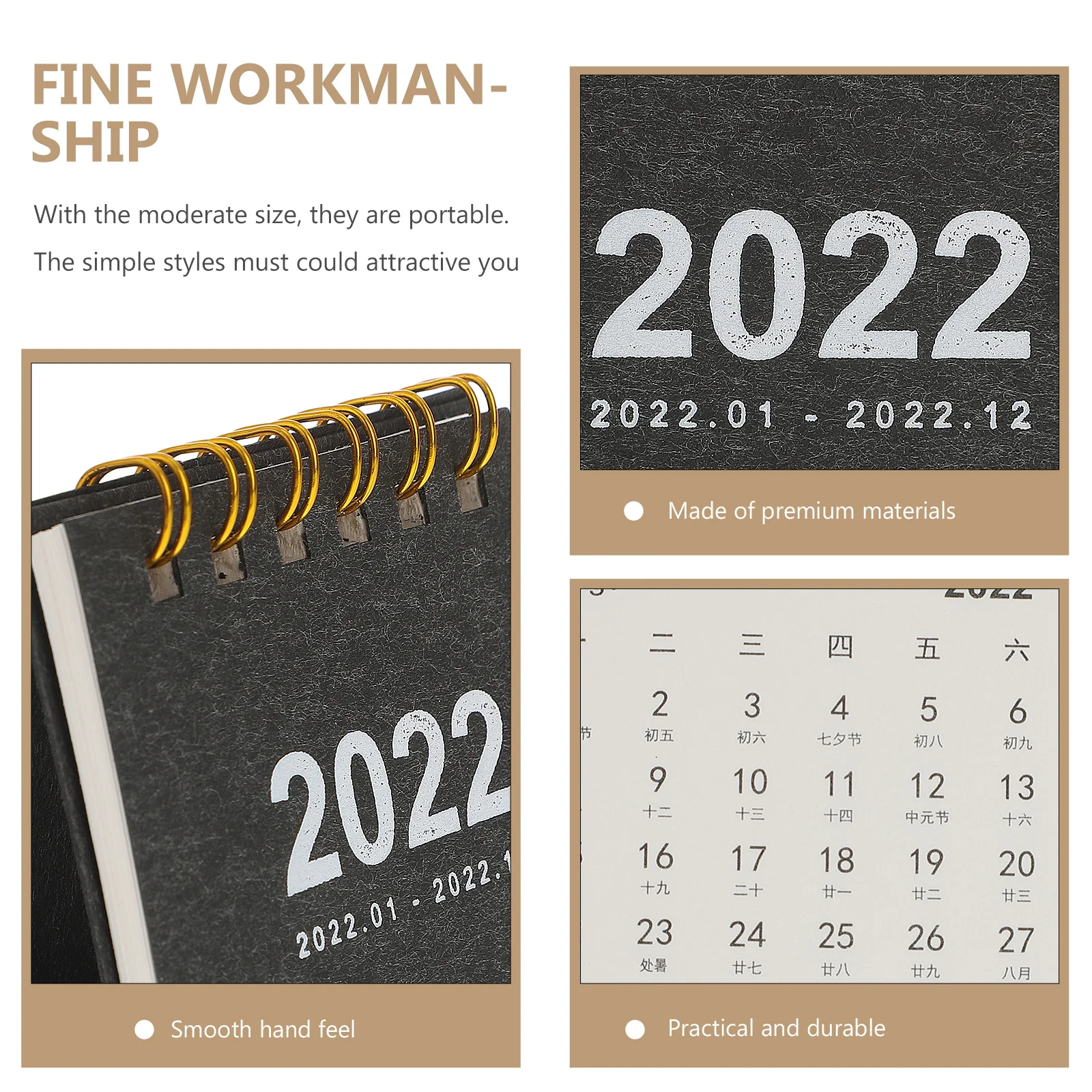 

2Pcs Mini 2022 Desk Calendar Smooth High-Quality Paper Tabletop Calendar for Room Office Decor Time Management