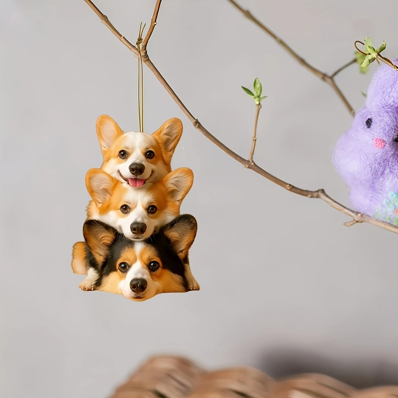 1pcs Animal-Designed Cute Cat Dog 2D Acrylic Flat Car Rearview Mirror Pendant Key Chain Bag Accessory Festival Party Gift