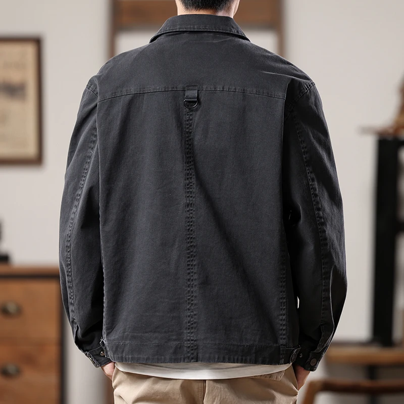 الرجعية الأمريكية غسلها الدنيم سترة الرجال قميص غير رسمي فضفاض العلامة التجارية العصرية وسيم عمال سترة ربيع الخريف الموسم