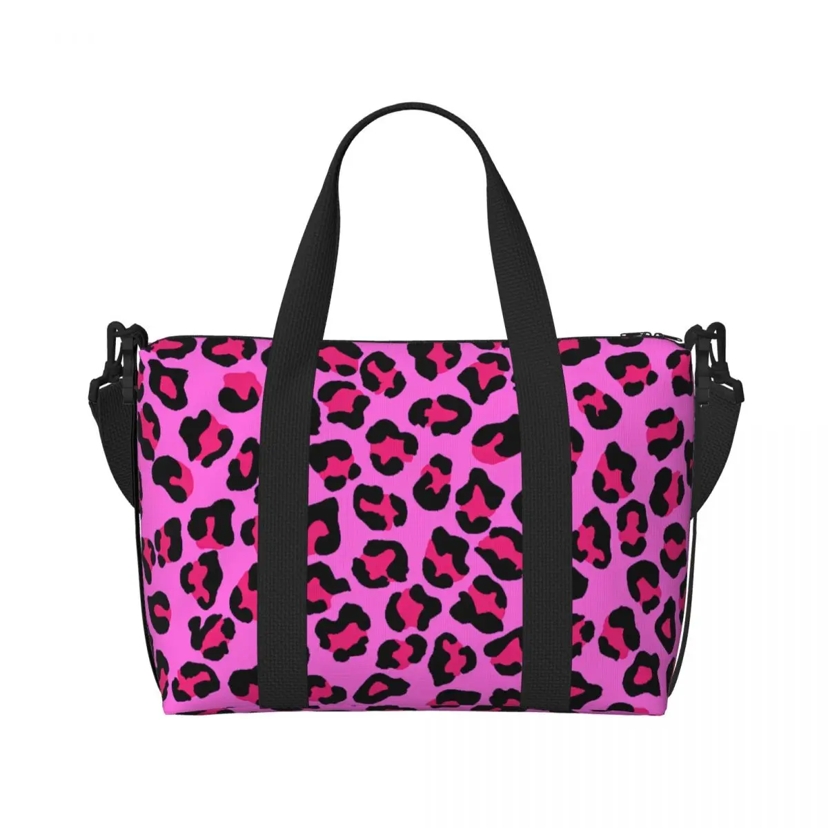 Custom Large Leopard Cheetah Seamless Pattern Tote Bag Women Animal Skin Print Spots Shopper Shoulder Beach Gym Travel Bag