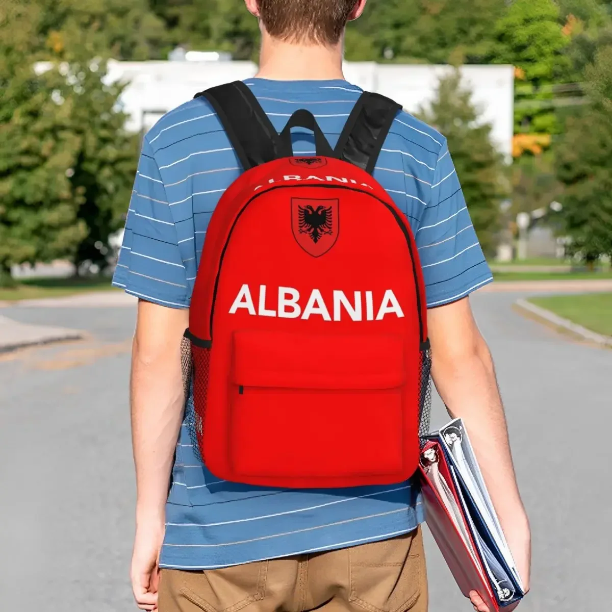 كوسوفو جيش التحرير UCK ألبانيا القديمة العلم النسر على ظهره طالب بنين بنات BookBag حقيبة مدرسية حقائب كتف للرجال والنساء