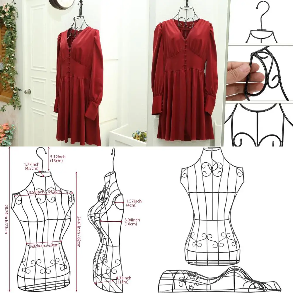 

Black Metal Wire Mannequin for Hanging, Dress Forms, Sewing, and Home Decor Display