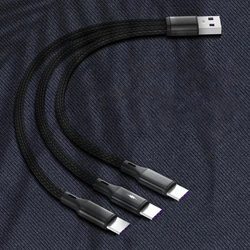 Szybkie ładowanie kabla USB do 3x kabel typu C 5V moc wyjściowa 3 w 1 nylonowy przewód do laptopa czarny/czerwony