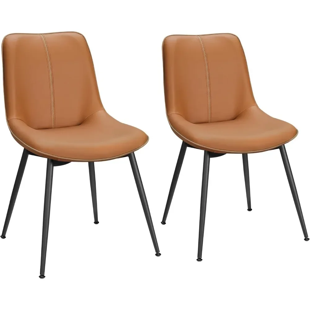 

Leather Dining Chairs Set of 2, Comfortable Upholstered Seat Dining Room Chairs with Swivel Leveling Feet, Curved Backrest