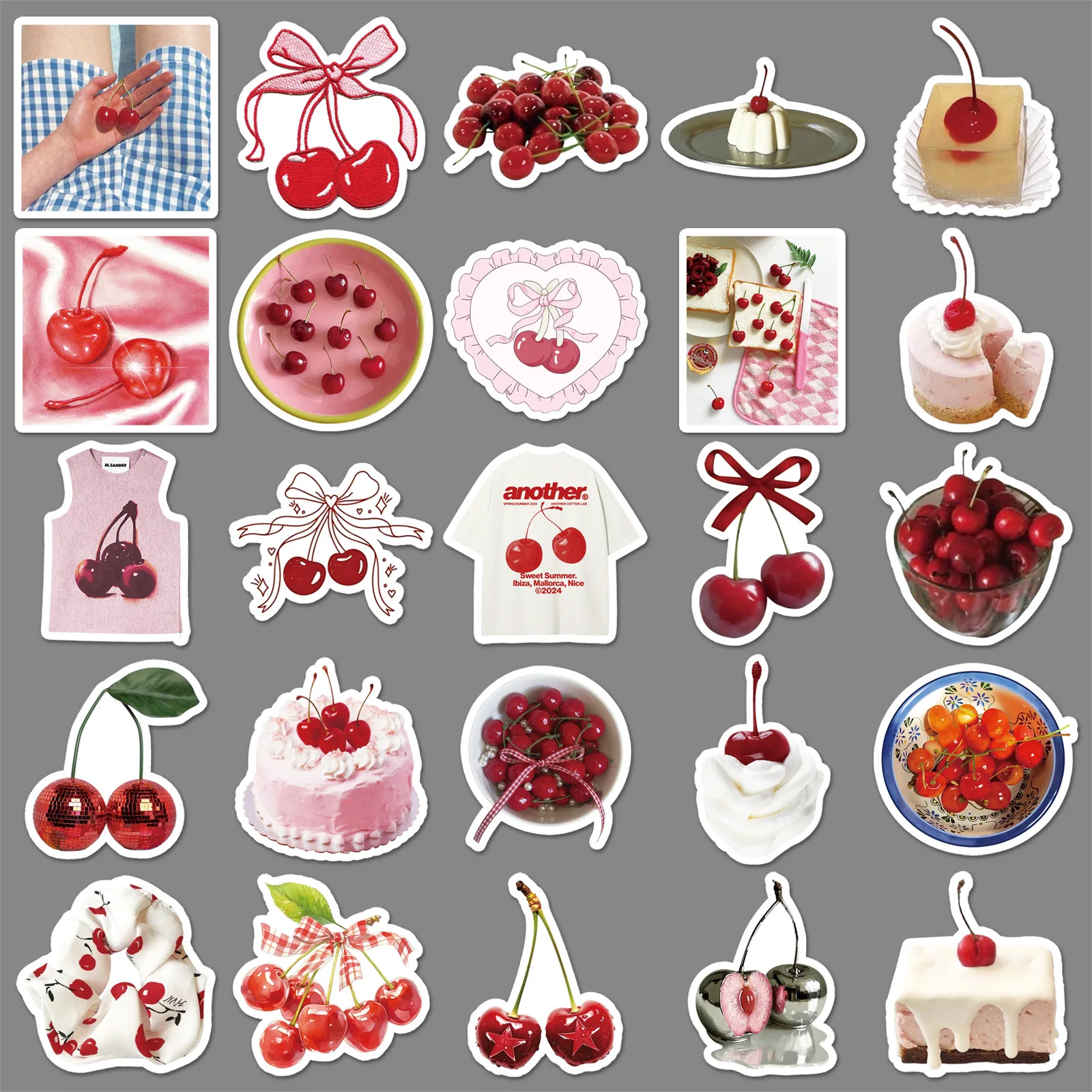 50pcs Cherry Graffiti Stickers Creative Fruit Guca Decor Cup Stickers