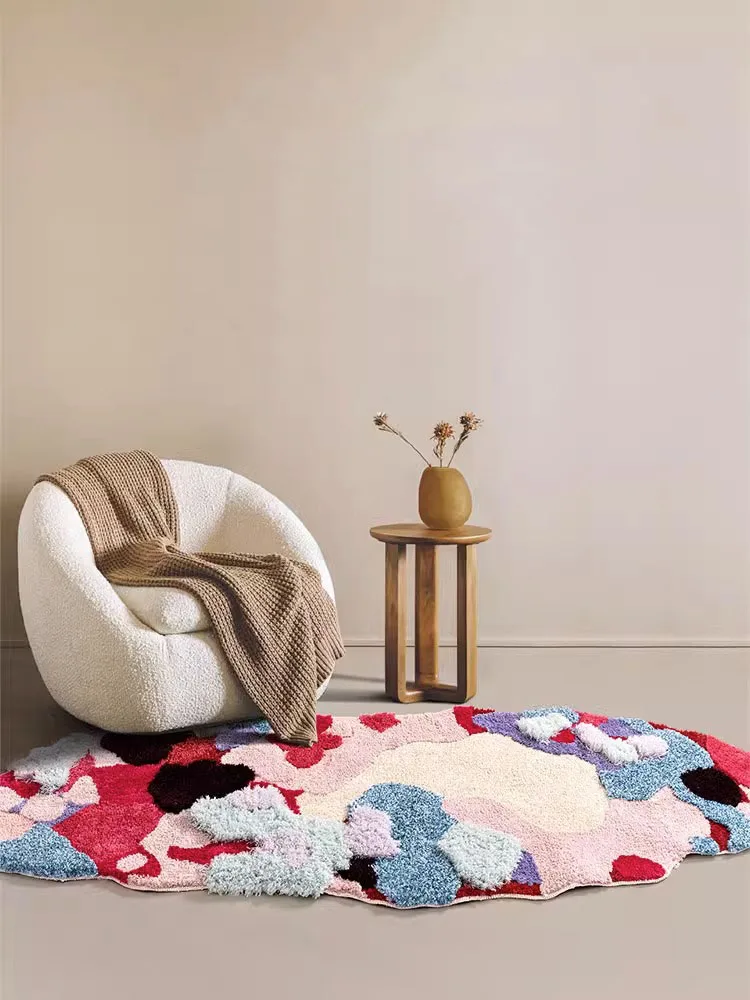 Irregular Mossy Pink Rug Girl Room Bedside 3D Tufting Bedroom Carpet Cloakroom Area Rug For Living Room Hallway Window Mat