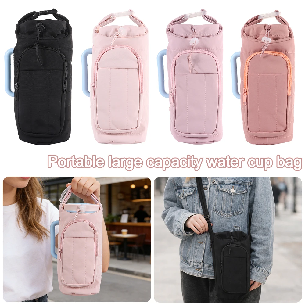 Wasserabweisende Wasserflaschenhalter-Tasche, tragbare Tragetasche mit großem Fassungsvermögen und Riemen, isolierende Becherhülle für Outdoor-Sportarten