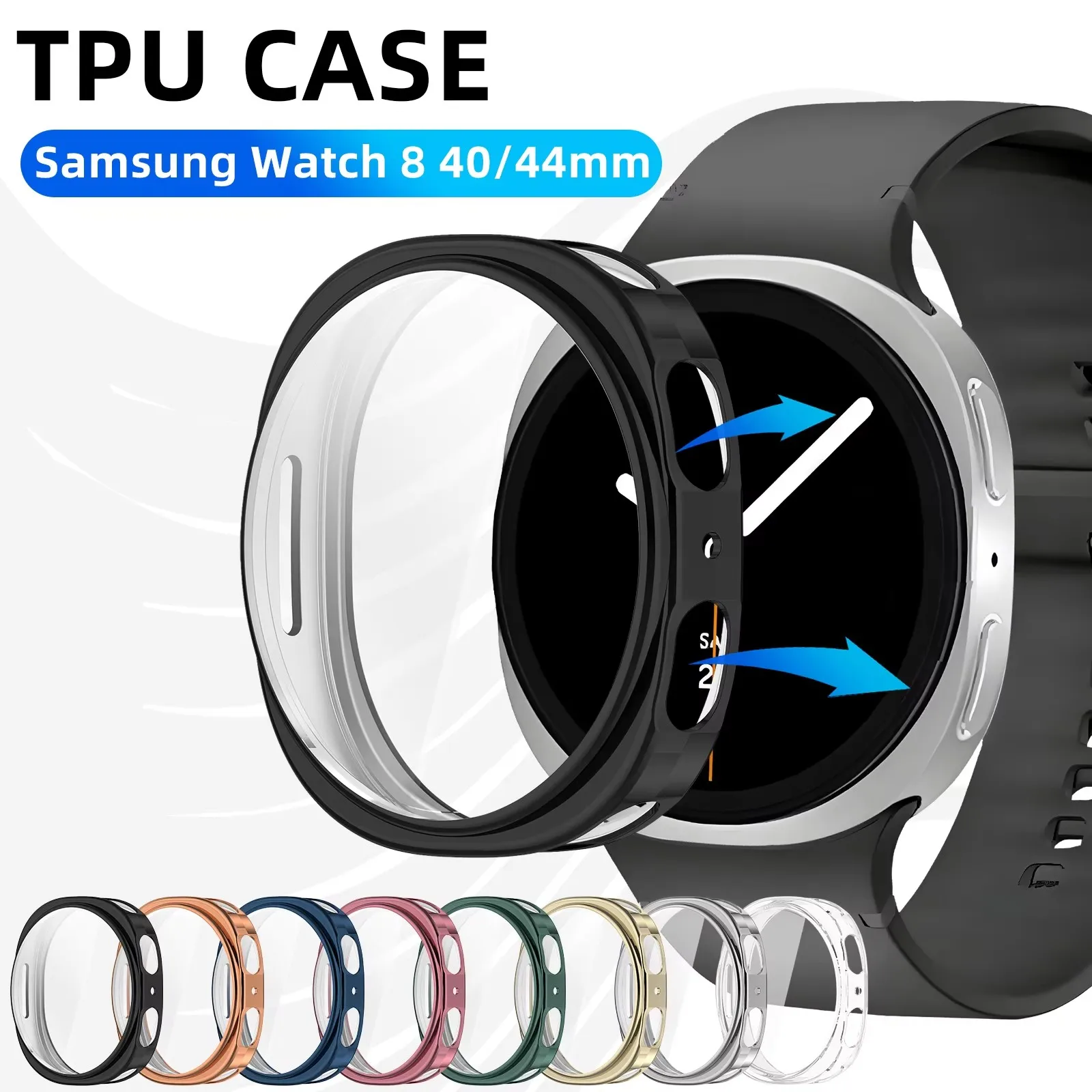Case for Samsung Galaxy Watch 8 40mm 44mm Soft TPU Screen Protector All-Around Protective Cover for Galaxy Watch 8 Accessories