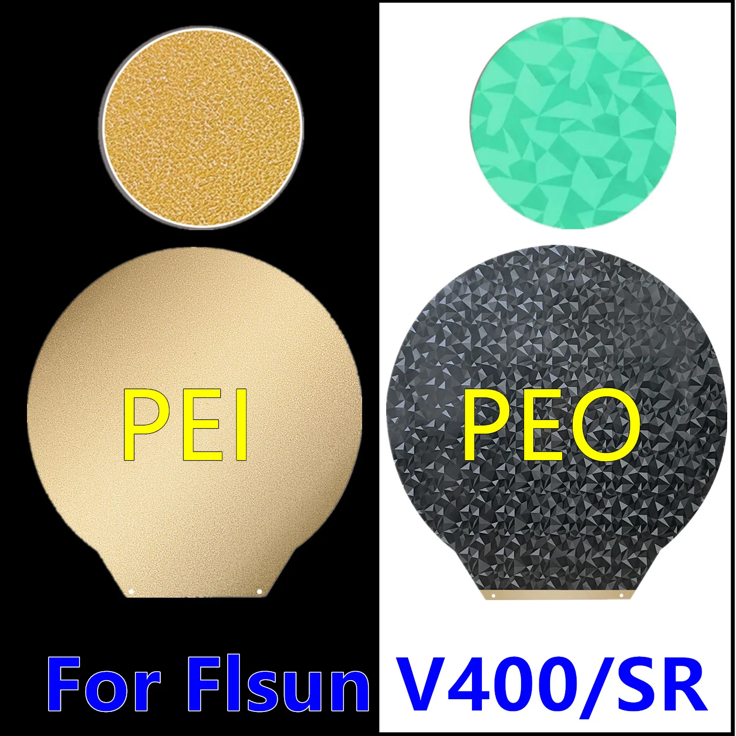 For Flsun V400 PEO Plate Round Magnetic PEI Sheet Double Side Steel Sheet PEO For V400 Flsun Super Racer PEO Build Plate EPI SR