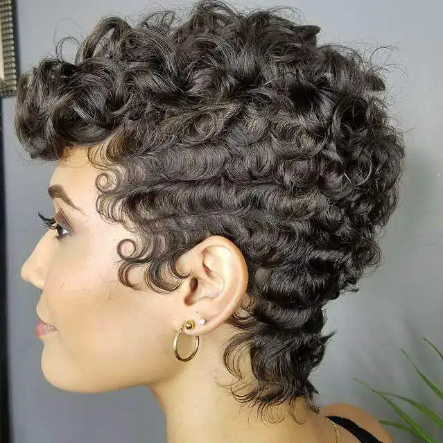 Ladies Black Wig African Short Curly Hair Wig Sets for Cosplay Fancy Dress and Party Events