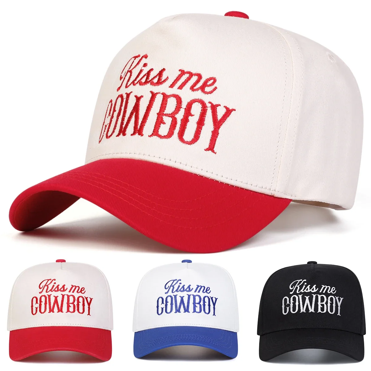 Unisex COWBOY Baseballkappen mit Buchstabenstickerei, Frühling und Herbst, für den Außenbereich, verstellbare Freizeithüte, Sonnenschutzhut, Sportkappe