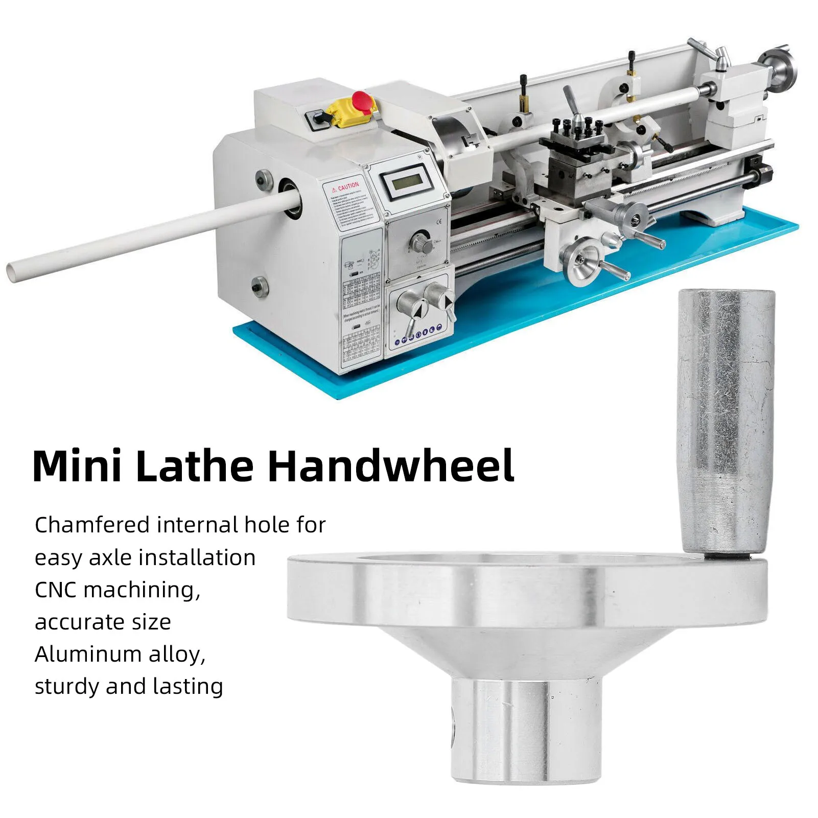 Mini Lathe Handwheel Replacement Set with Handle CNC Aluminum Chamfered Bore for 0618 CJ18 7x10 7x12 7x14 Mini Lathe Models
