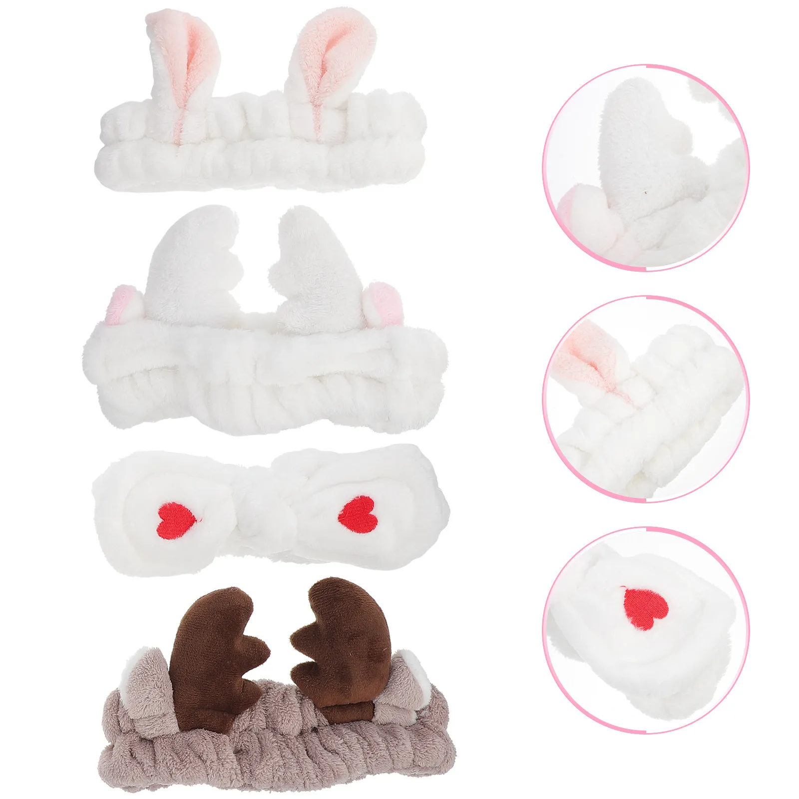 4Pcs Skin-Friendly Makeup Headband Wash Face Shower Spa Elastic Hairband Towel for Sensitive Skin Absorbs Sweat Keeps Bangs Off
