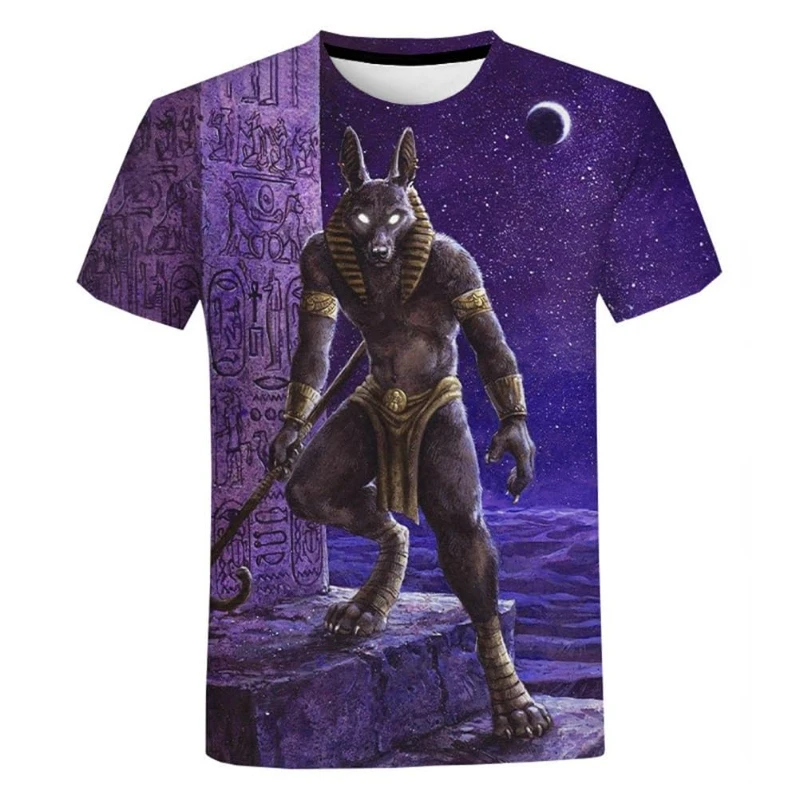 

Vintage Men T-shirt 3D Printed Ancient Egyptian Pharaoh Anubis Print Boys Girls T-Shirt Funny Kids Short Sleeve Y2k Clothes Tee