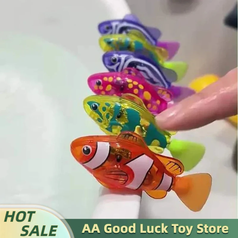 New Electric Swimming Fish Toy Realistic Light Up Induction Robotic Fish Electronic Pet Water Toy For Bath Time Play