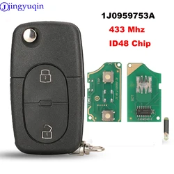 jingyuqin 2B Remote Car Key Keyless For VW Volkswagen Golf MK4 Passat 1998 1999 2000 2001 1J0959753A 433Mhz ID48 Chip Full Key