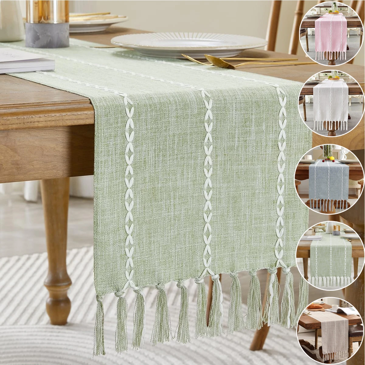 Rustic Cotton Table Runner Boho Table Runner Farmhouse Style Table Runnerfor Party Dresser Decor and Dining Room Decorations