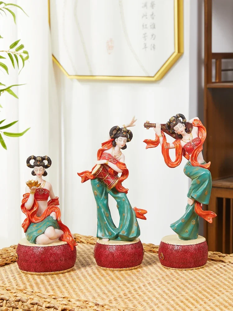 Chinese Dunhuang Feitian Ornament Antique Girl Living Room Wine Cabinet Bogu Rack Desktop High-end National Style Ornament