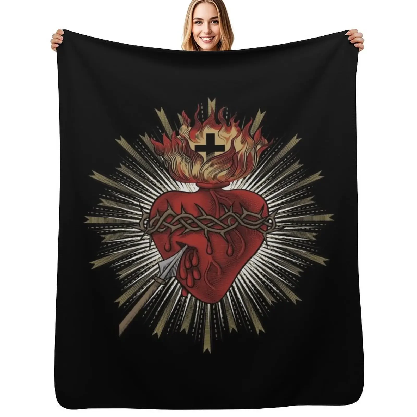 

Sacred Heart of Jesus Christ Throw Blanket Bed linens Sofa Quilt Sofas Blanket