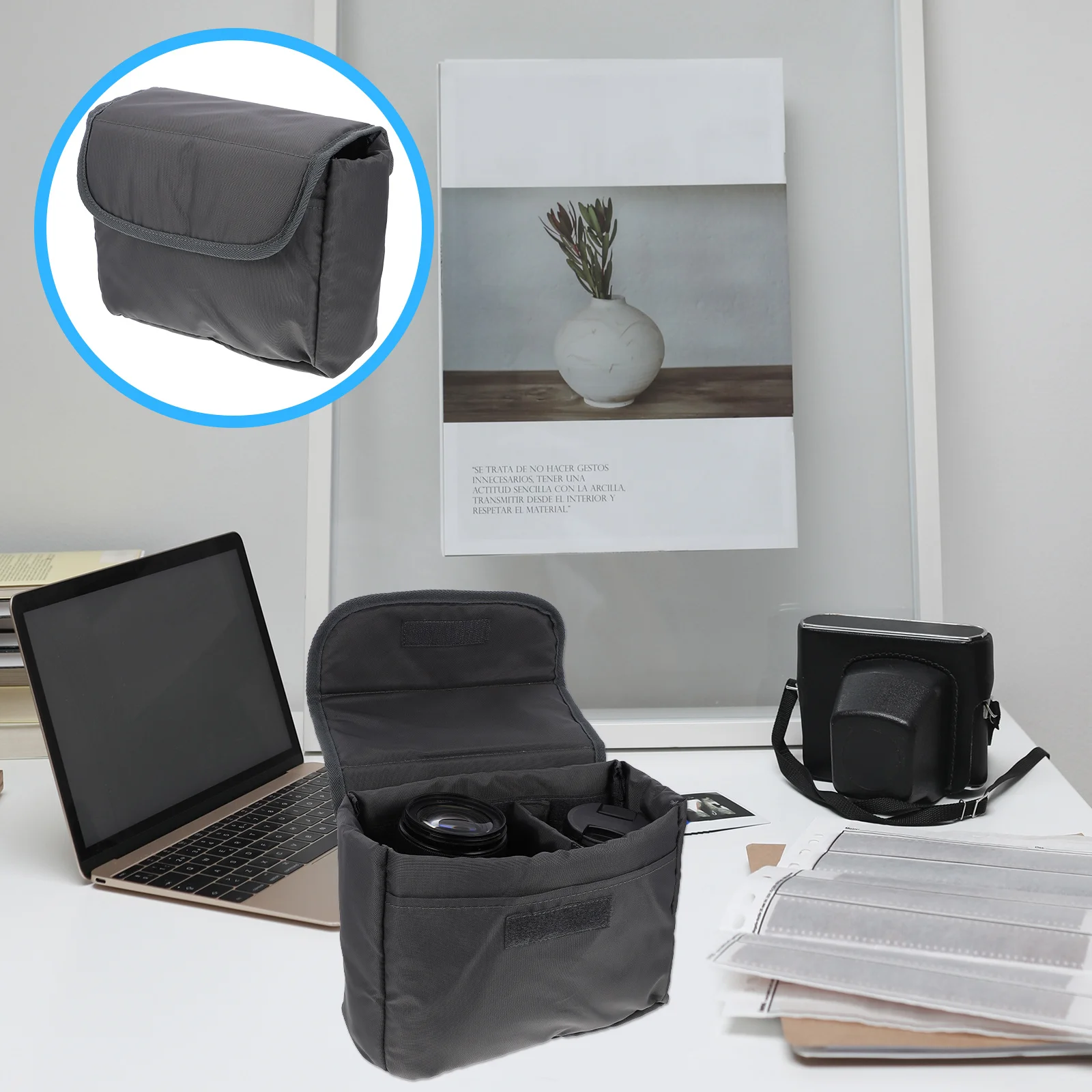 

Portable Camera Case Insert Padded Nylon Bag for Dslr and Lenses Fits Most Backpacks Lightweight for Travel Outdoor Use