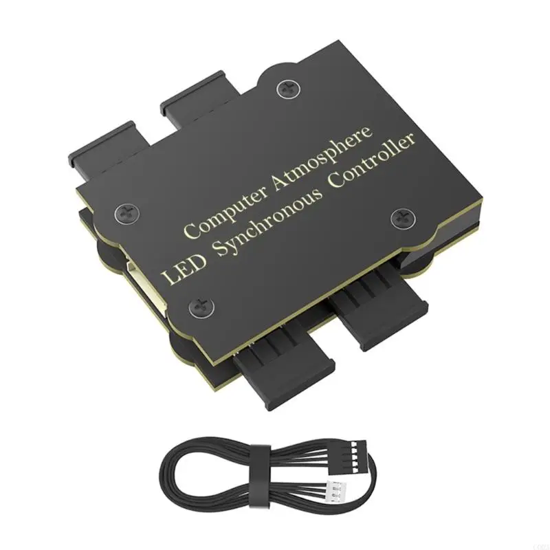 4 Port 5V ARGB Fan LED Sync Controller with USB2.0 9Pin Cable for Desktop