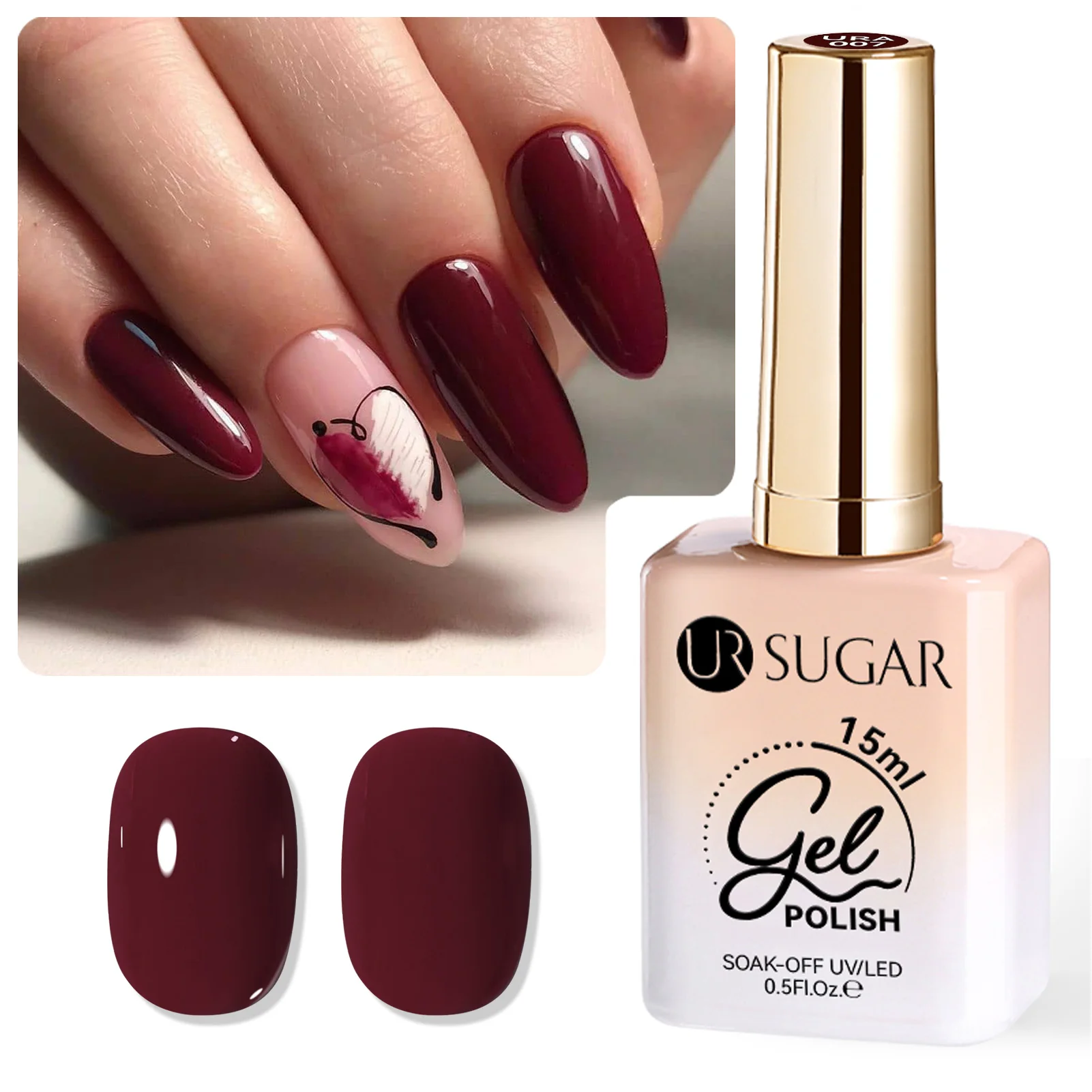 

UR SUGAR 15 мл Полуперманентный гель-лак для ногтей Blood Red Цвет Гель для ногтей Маникюр Осень Блеск Soak Off УФ-гель со светодиодной подсветкой Подарок на Хэллоуин