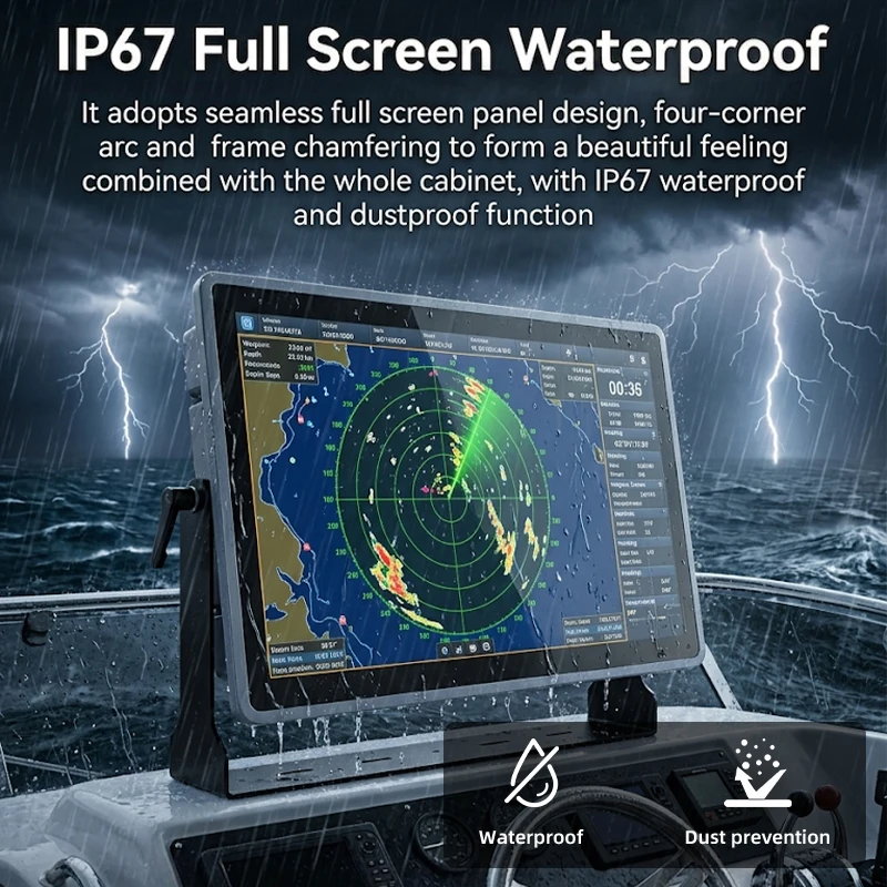 15.6 17 21.5 Inch 4K Waterproof Touch for Fishing Boat with Quick-Access High Brightness Control IP67 Marine Displays