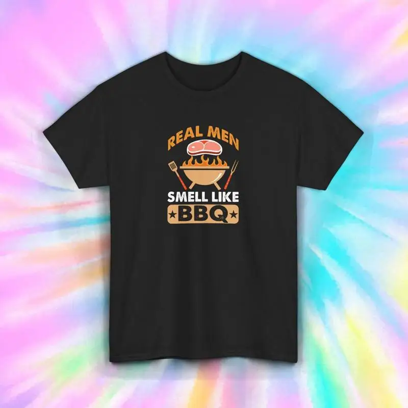 

Real Men Smell Like BBQ T Shirt Funny Grilling Dad Cookout S 5XL