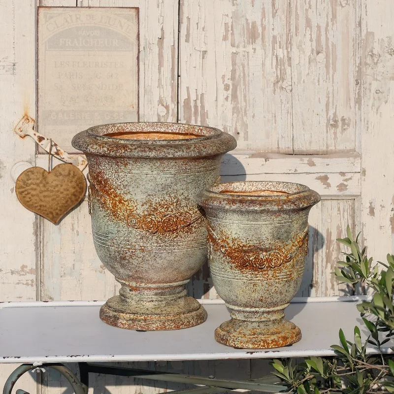 Vintage craftsmanship with breathable round-mouth flower pots, outdoor balcony gardens, courtyards, panacea flower plants, and p