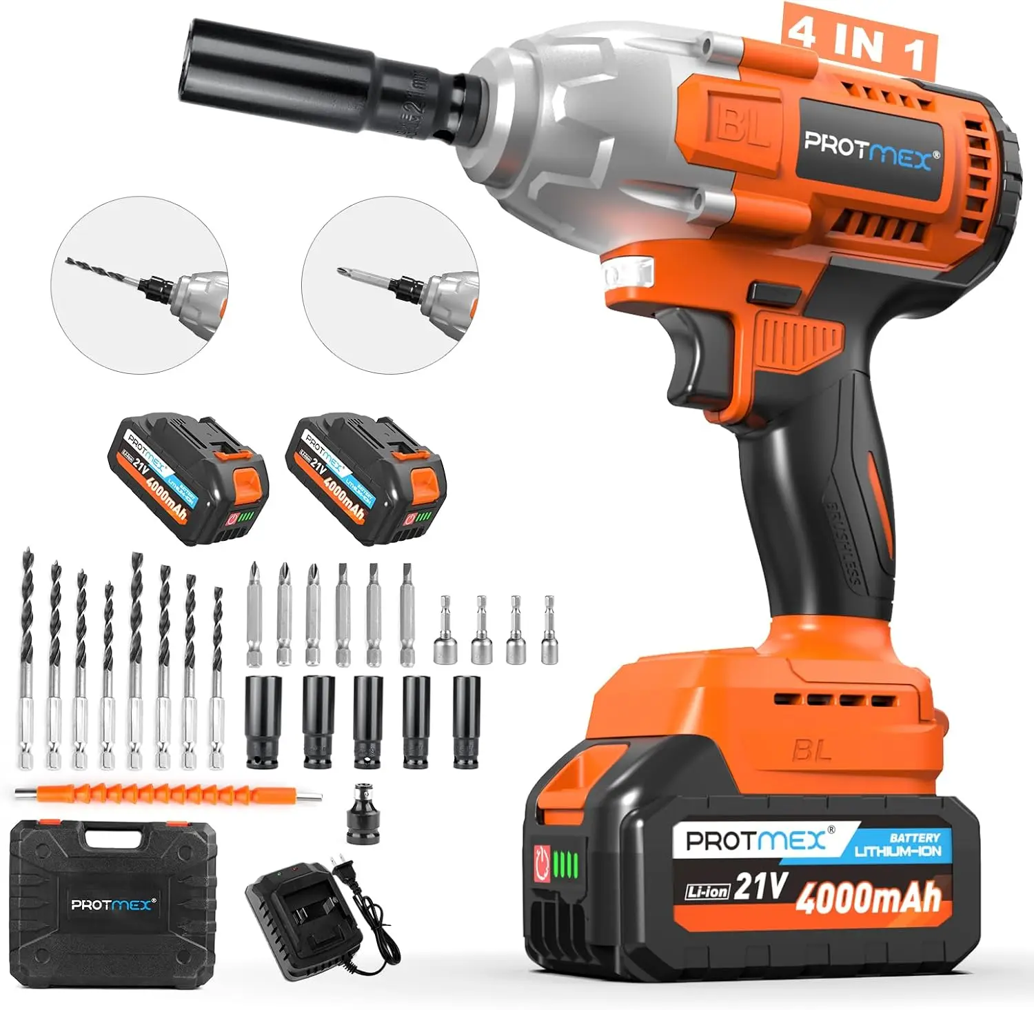 Cordless Impact Wrench, 665Ft-Ibs (900N.m) 1/2