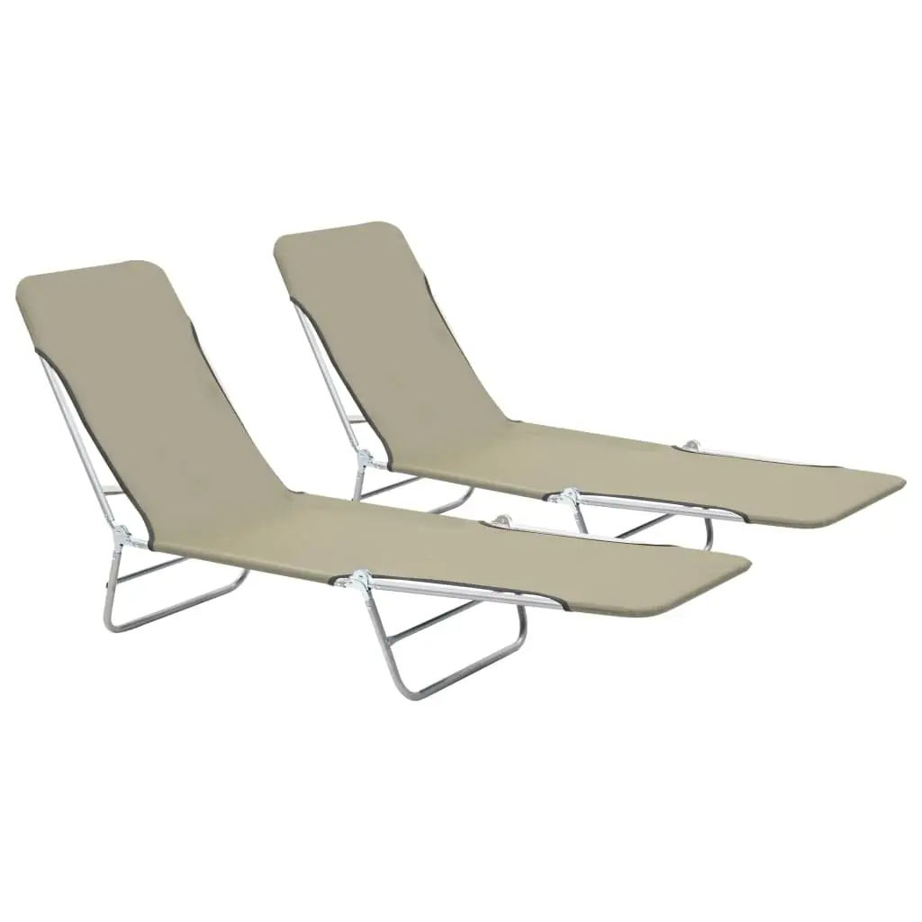 

Folding Steel Fabric Outdoor Lounge Chair for Poolside Beach Lawn 2pcs Taupe, Customized