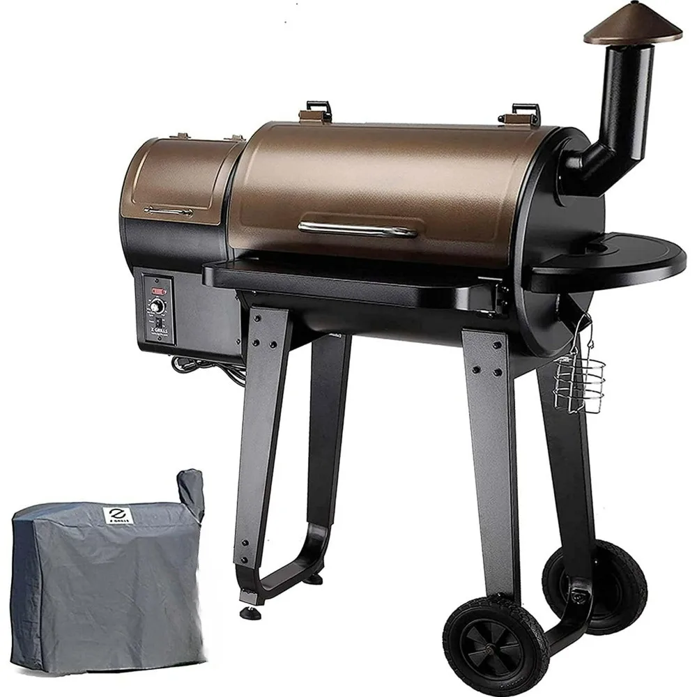 

Z GRILLS ZPG-450A 2024 Upgrade Wood Pellet Grill & Smoker 8 in 1 BBQ Grill Auto Temperature Control, 450 Sq in Bronze