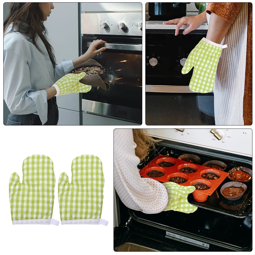 2 Pcs Kids Cooking Gloves Oven Mitts Bbq Kitchen Supply Micro-wave Heat Resistant